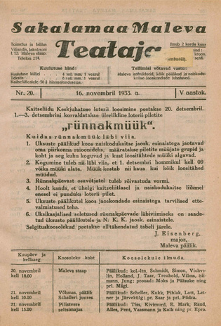 Sakalamaa Maleva Teataja ; 20 1933-11-16