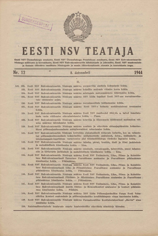 Eesti NSV Teataja ; 12 1944-12-08