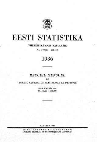 Eesti Statistika : kuukiri ; sisukord 1936