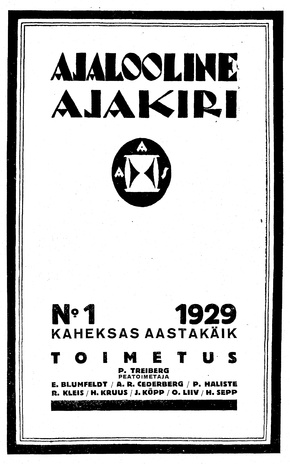 Ajalooline Ajakiri ; 1 1929