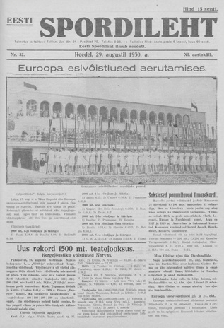 Eesti Spordileht ; 32 1930-08-29