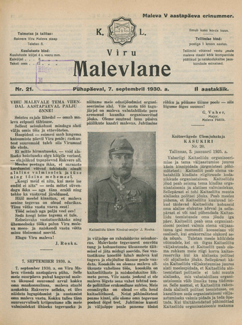 K. L. Viru Malevlane ; 21 1930-09-07