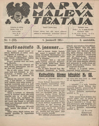 Narva Maleva Teataja ; 1 (22) 1933-01-01