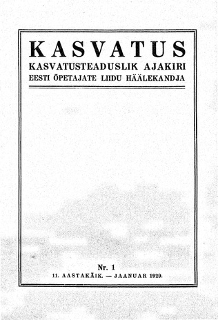 Kasvatus ; 1 1929-01