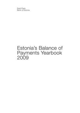 Estonian balance of payments yearbook ; 2009
