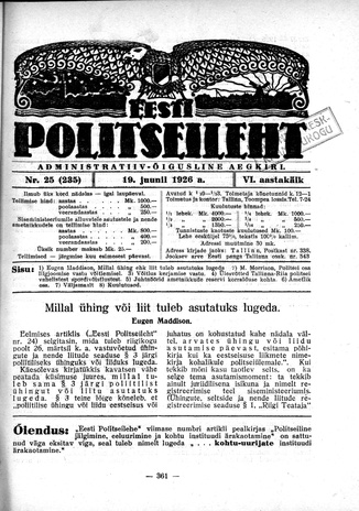 Eesti Politseileht ; 25 1926