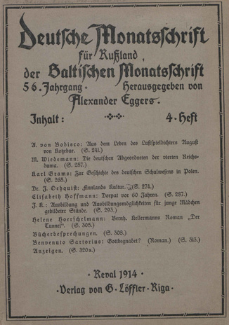 Baltische Monatsschrift ; 4 1914-04