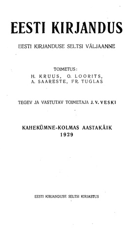 Eesti Kirjandus ; 6 1929