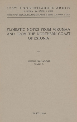 Floristic notes from Virumaa and from the Northern coast of Estonia
