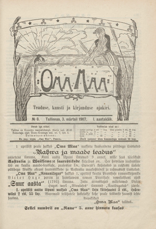 Oma Maa : teaduse, kunsti ja kirjanduse ajakiri ; 8 1907-03-03