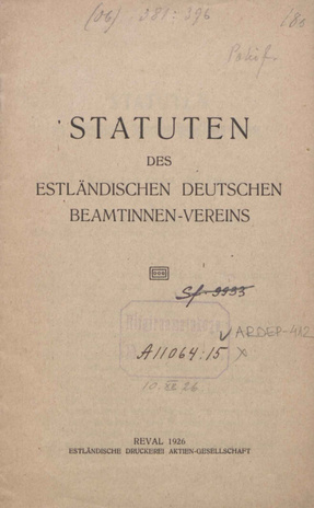Statuten des Estländischen Deutschen Beamtinnen-Vereins