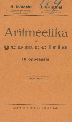 Aritmeetika ja geomeetria : IV õppeaasta