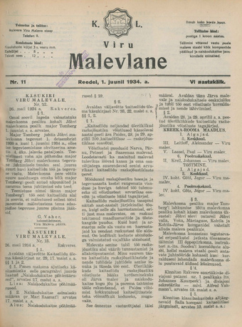 K. L. Viru Malevlane ; 11 1934-06-01