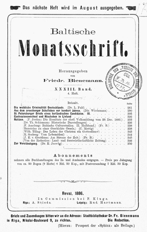 Baltische Monatsschrift ; 4 1886