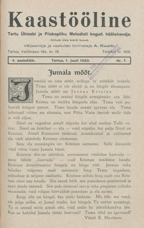 Kaastööline : Tartu Ühisabi Informatsioonileht ; 7 1933-07-01