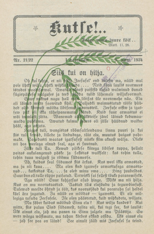 Kutse! : äratusleht linnas ja maal ; 21-22 1934-11-09