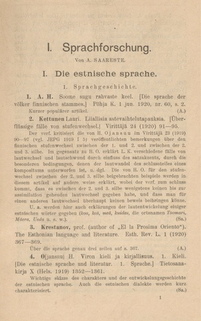 Jahresbericht der estnischen Philologie und Geschichte 1921. 4, Sprachforschung