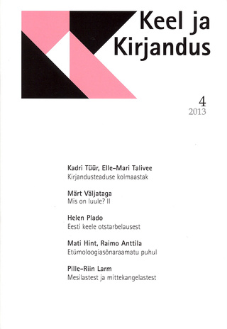 Keel ja Kirjandus ; 4 2013-04