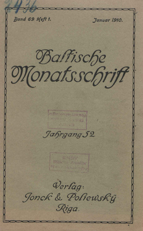 Baltische Monatsschrift ; 1 1910-01