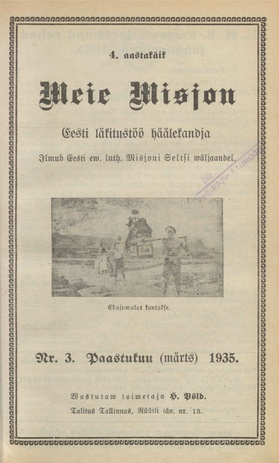 Meie Misjon : Eesti läkitustöö häälekandja ; 3 1935-03