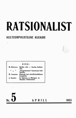 Ratsionalist : kultuurpoliitiline kuukiri ; 5 1933-04