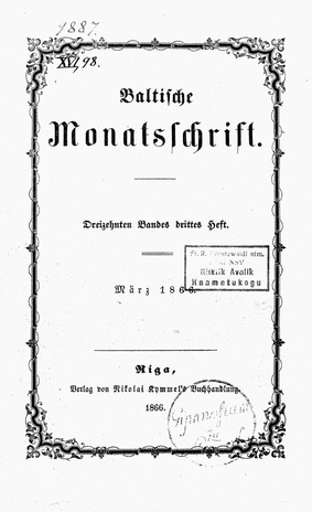 Baltische Monatsschrift ; 3 1866-03