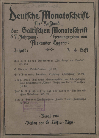 Baltische Monatsschrift ; 3. 4. 1915-03/04