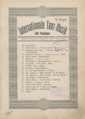 O Bajadere : foxtrot (Internationale Tanz-Musik für Violine ; 1)