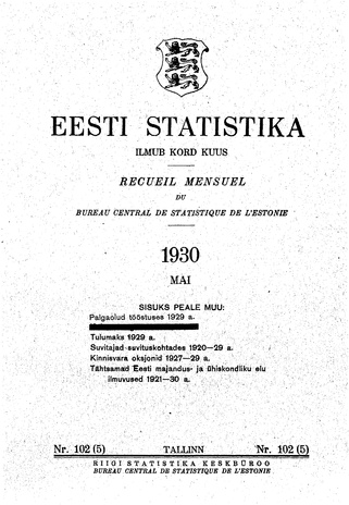 Eesti Statistika : kuukiri ; 102 (5) 1930-05