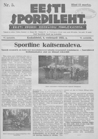 Eesti Spordileht ; 5 1925-02-04