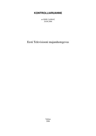 Eesti Televisiooni majandustegevus (Riigikontrolli kontrolliaruanded 2006)