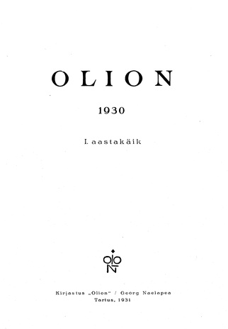 Olion ; sisukord 1930