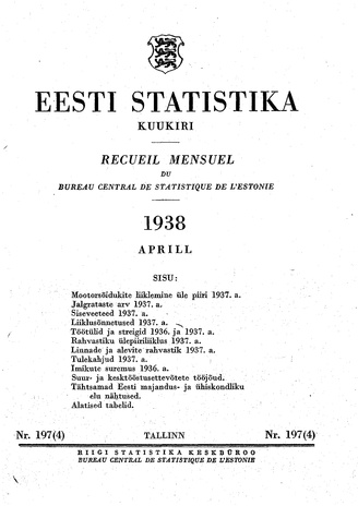 Eesti Statistika : kuukiri ; 197 (4) 1938-04