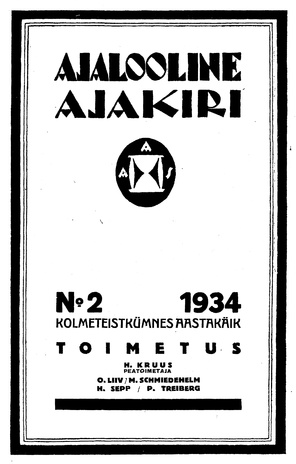Ajalooline Ajakiri ; 2 1934