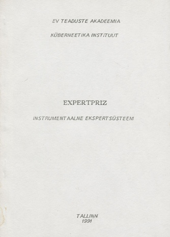 ExpertPRIZ : instrumentaalne ekspertsüsteem 