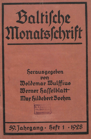 Baltische Monatsschrift ; 1 1928