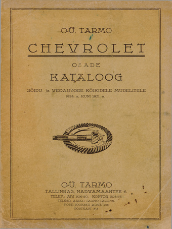 Chevrolet osade kataloog : sõidu- ja veoautode kõikidele mudelitele 1924. a. kuni 1931. a. 