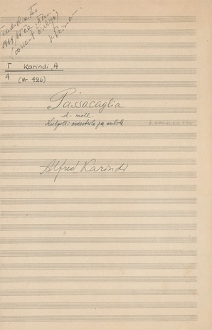 Passacaglia d-moll kammerorkestrile teaduslik töö 1964/65 (variant oreliga),keelpilliorkester, orel,d-moll