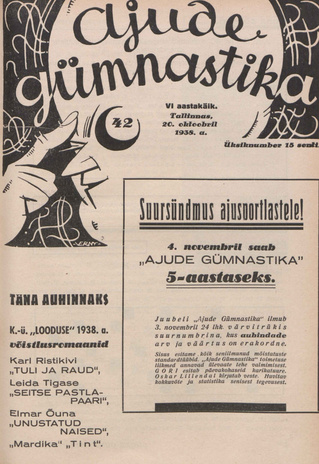 Ajude Gümnastika : ristsõnamõistatuste ajakiri ; 42 1938-10-20