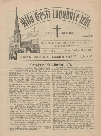 Riia Eesti koguduse leht ; 4-5 1914-04/05