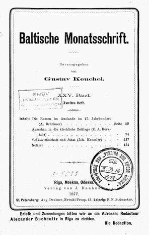 Baltische Monatsschrift ; 2 1877