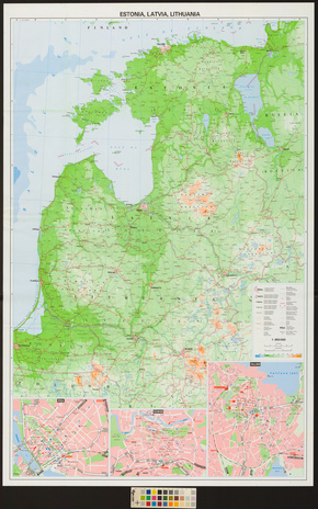 Lithuania, Estonia, Latvia 1:850 000 : Tallinn, Riga, Vilnius : city map 