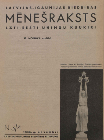 Läti-Eesti Ühingu kuukiri = Latvijas-Igaunijas Biedribas meneðraksts ; 3/4 1935-11