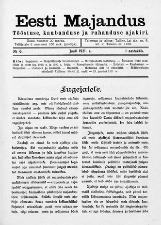 Eesti Majandus ; 6 1921-07