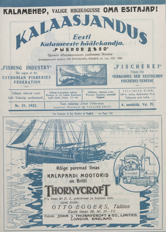 Kalaasjandus : kalapüük - ümbertöötamine - kaubandus - teadusline töö - ühistegevus ; 29 1923-03