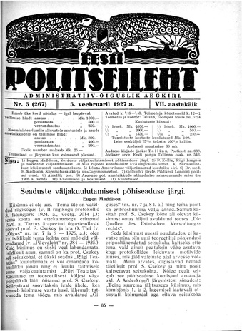 Eesti Politseileht ; 5 1927