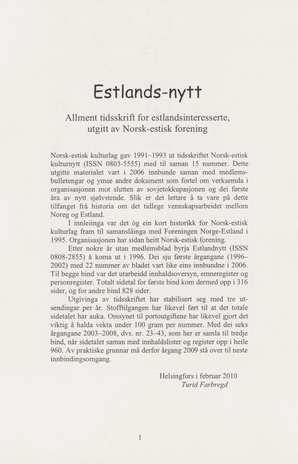 Estlands-nytt : allment tidsskrift for Estlands-interesserte ; sisukord 2003-2008
