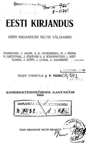 Eesti Kirjandus ; 1 1924