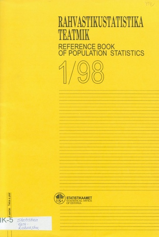 Rahvastikustatistika teatmik = Reference book of population statistics ; 1 1998-06