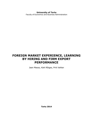 Foreign market experience, learning by hiring and firm export  performance